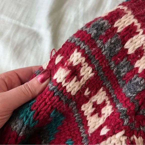 Handknitted Chunky Holiday Festive Cardigan Sweater Knit