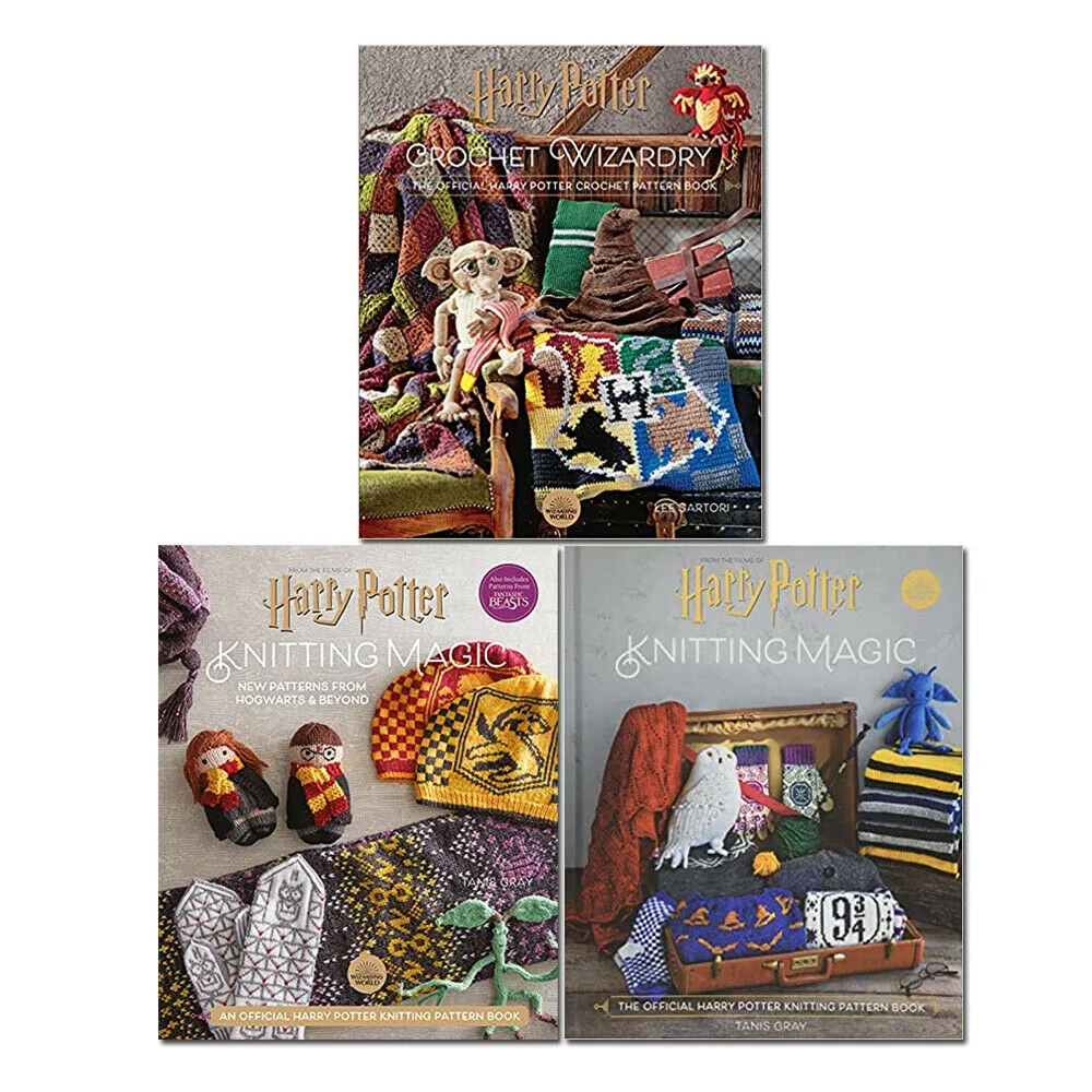 Harry Potter Knitting Magic Collection 3 Books Set Crochet Wizardry