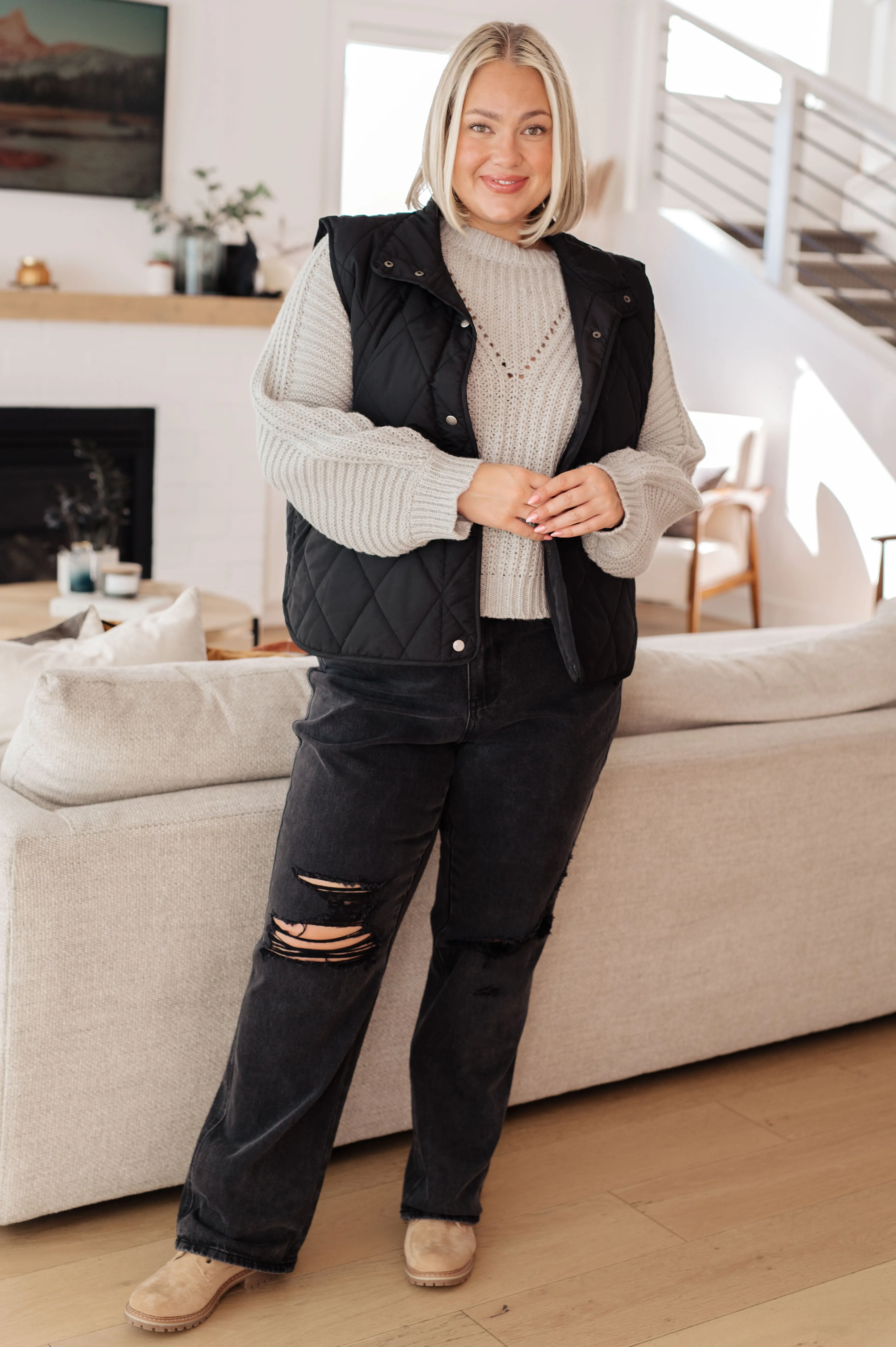 Hazel Blues® |  Neither Here Nor There Puffer Vest in Black