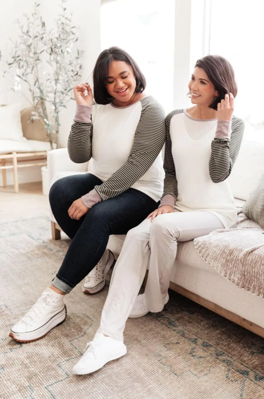Hazel Blues® | Suave Stripes Raglan Top