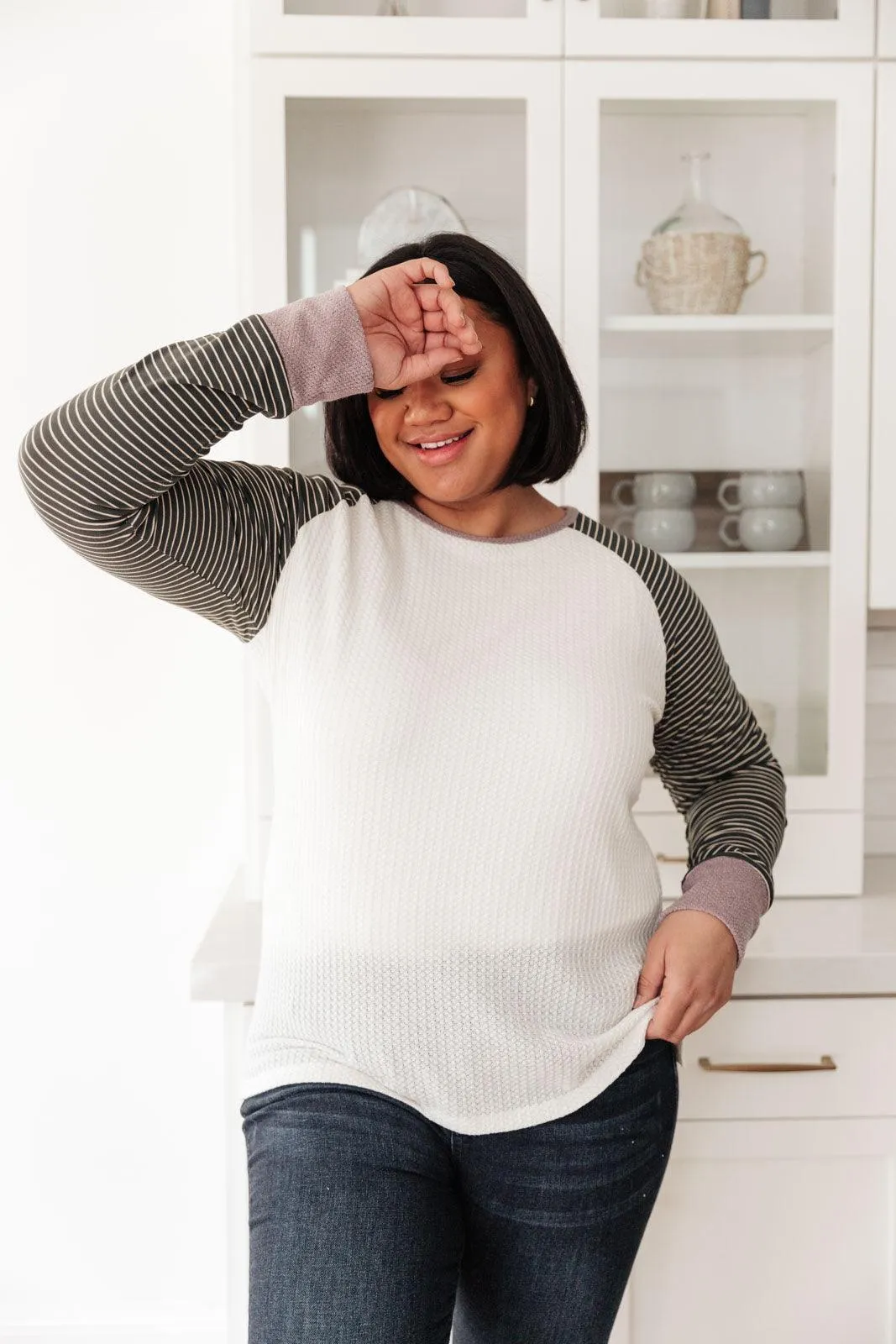 Hazel Blues® | Suave Stripes Raglan Top