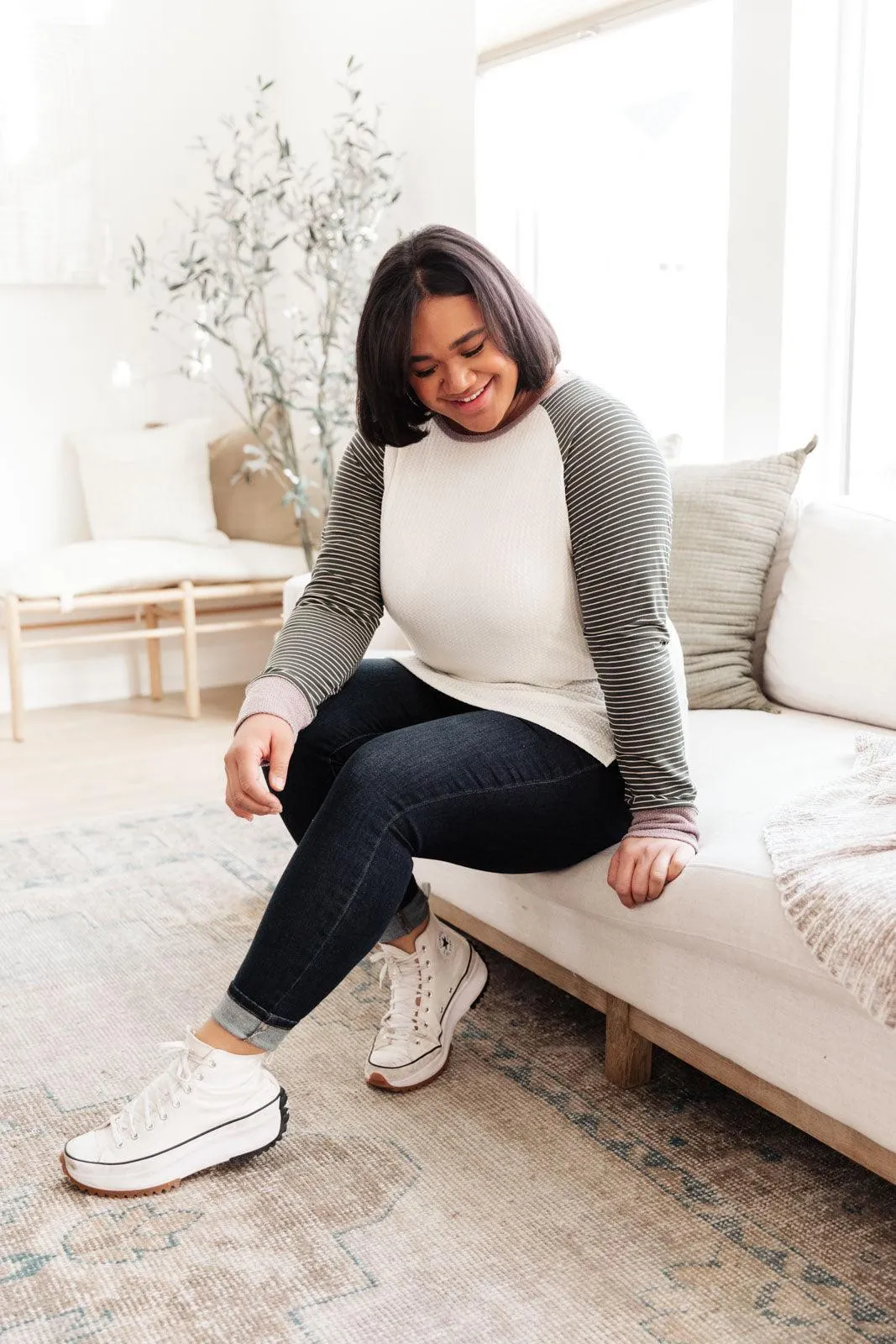 Hazel Blues® | Suave Stripes Raglan Top