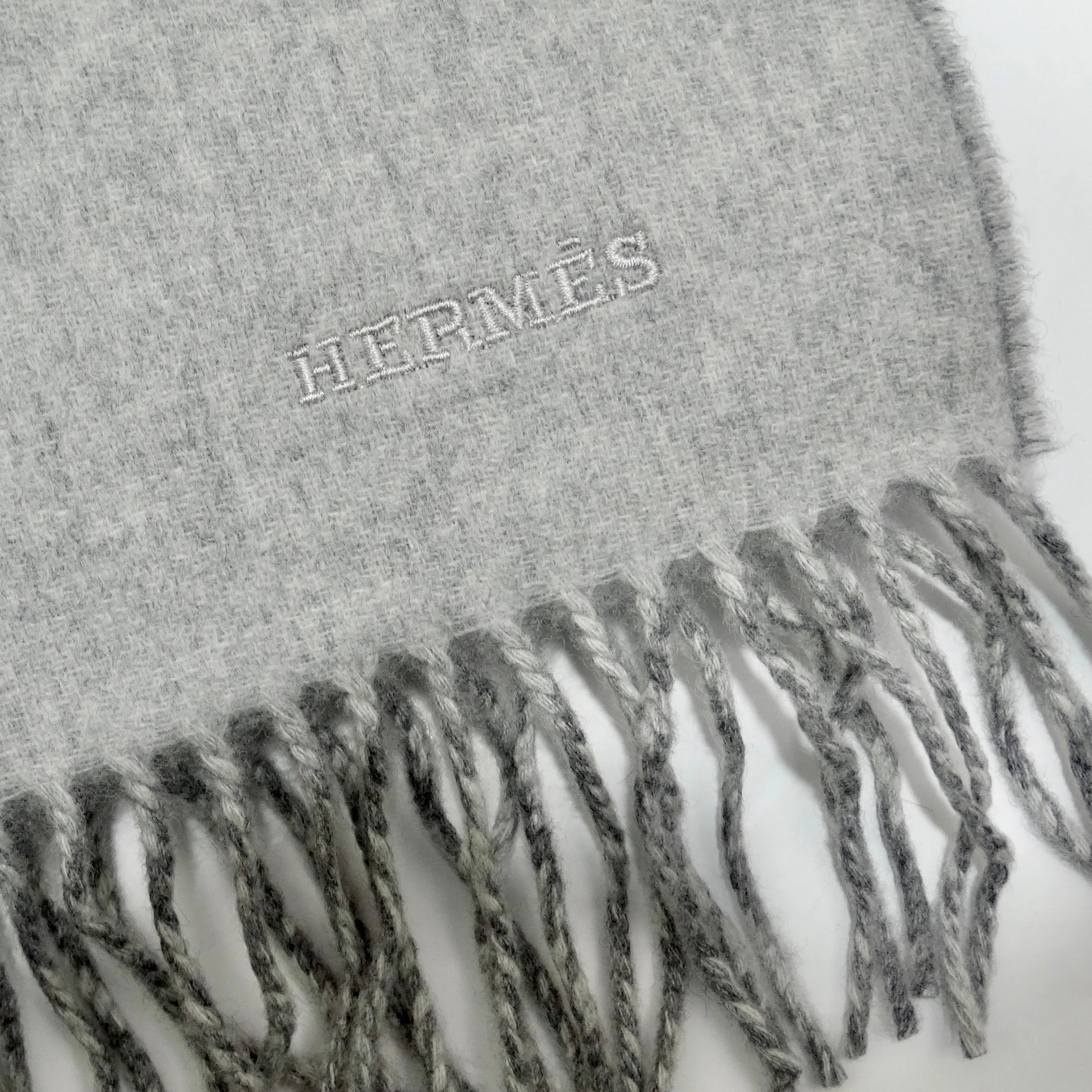 Hermes Two Tone Grey Cashmere Scarf