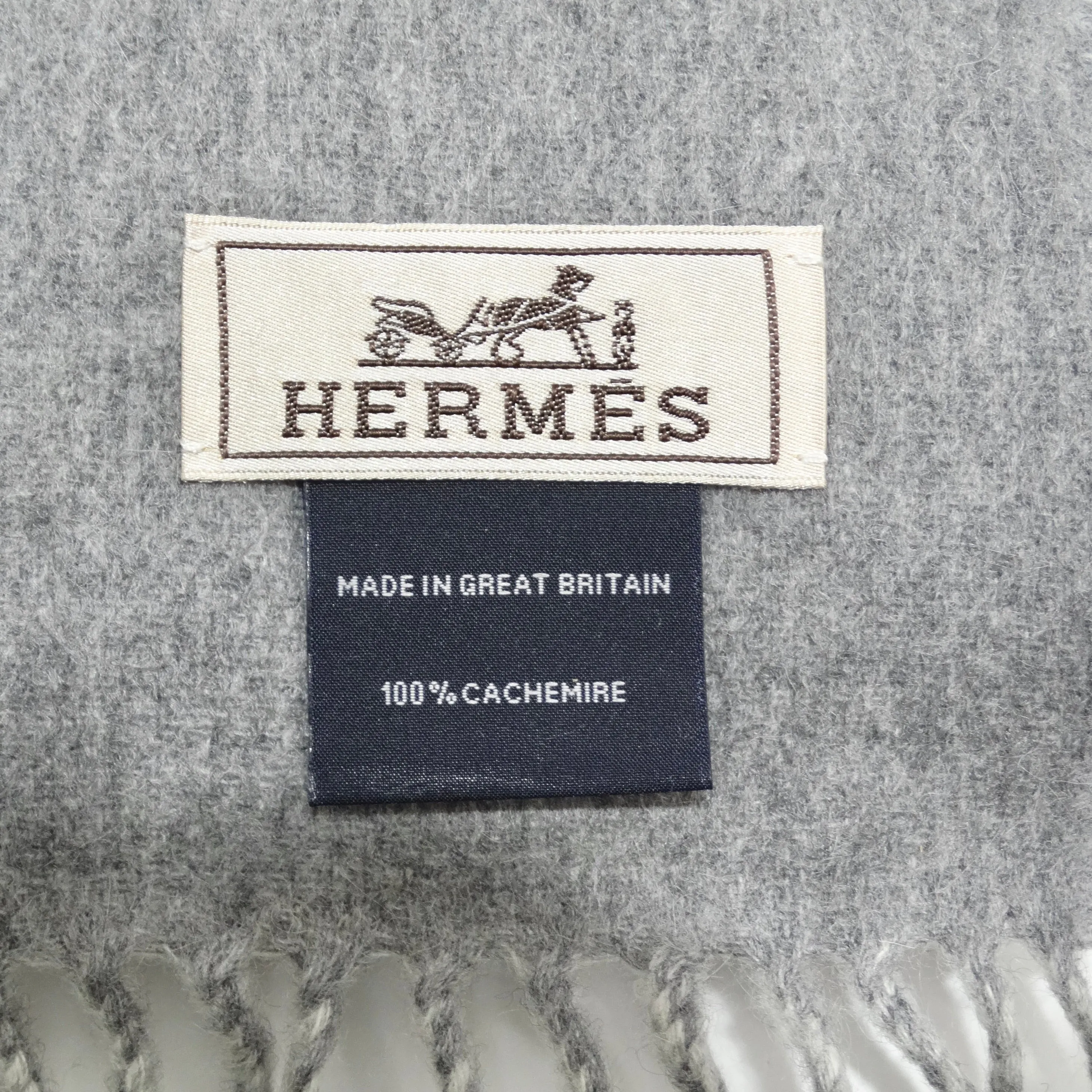 Hermes Two Tone Grey Cashmere Scarf