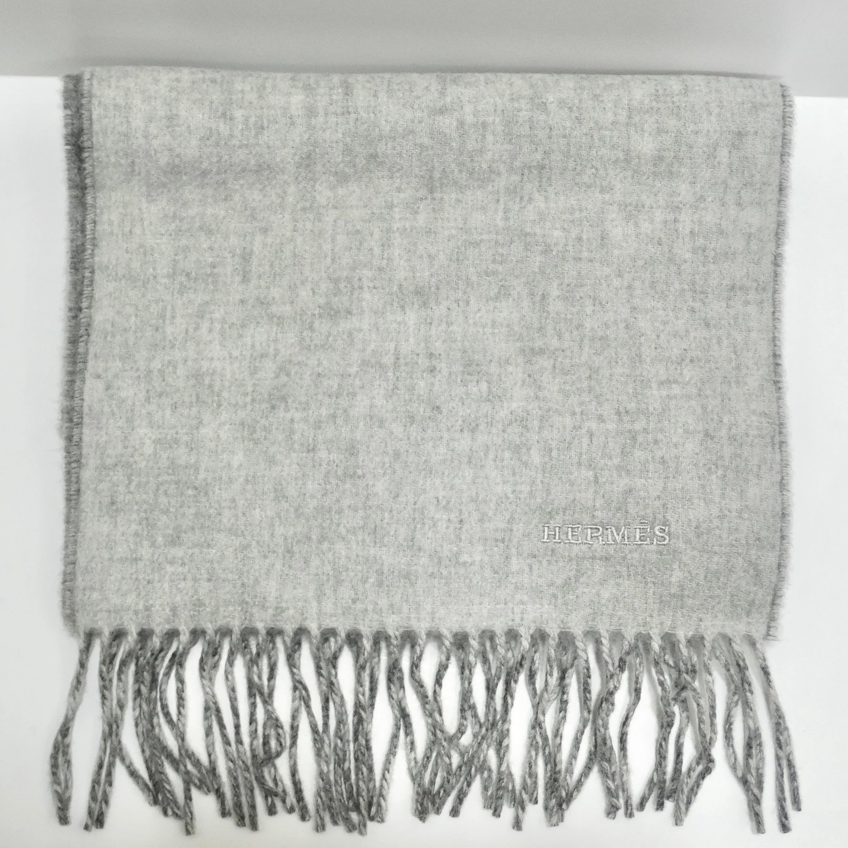 Hermes Two Tone Grey Cashmere Scarf
