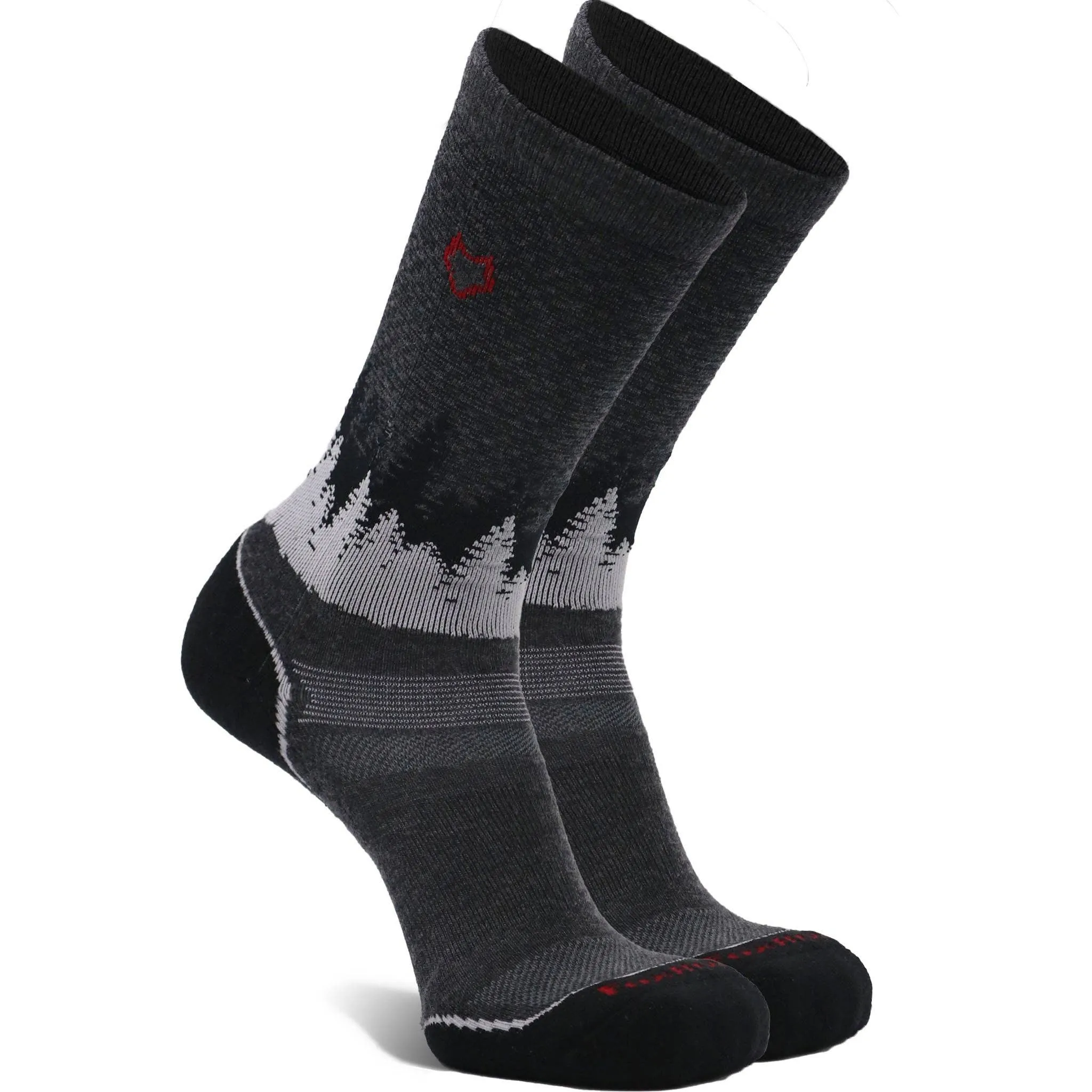 Hike Decorah Medium Weight Crew: Charcoal/Red / Medium