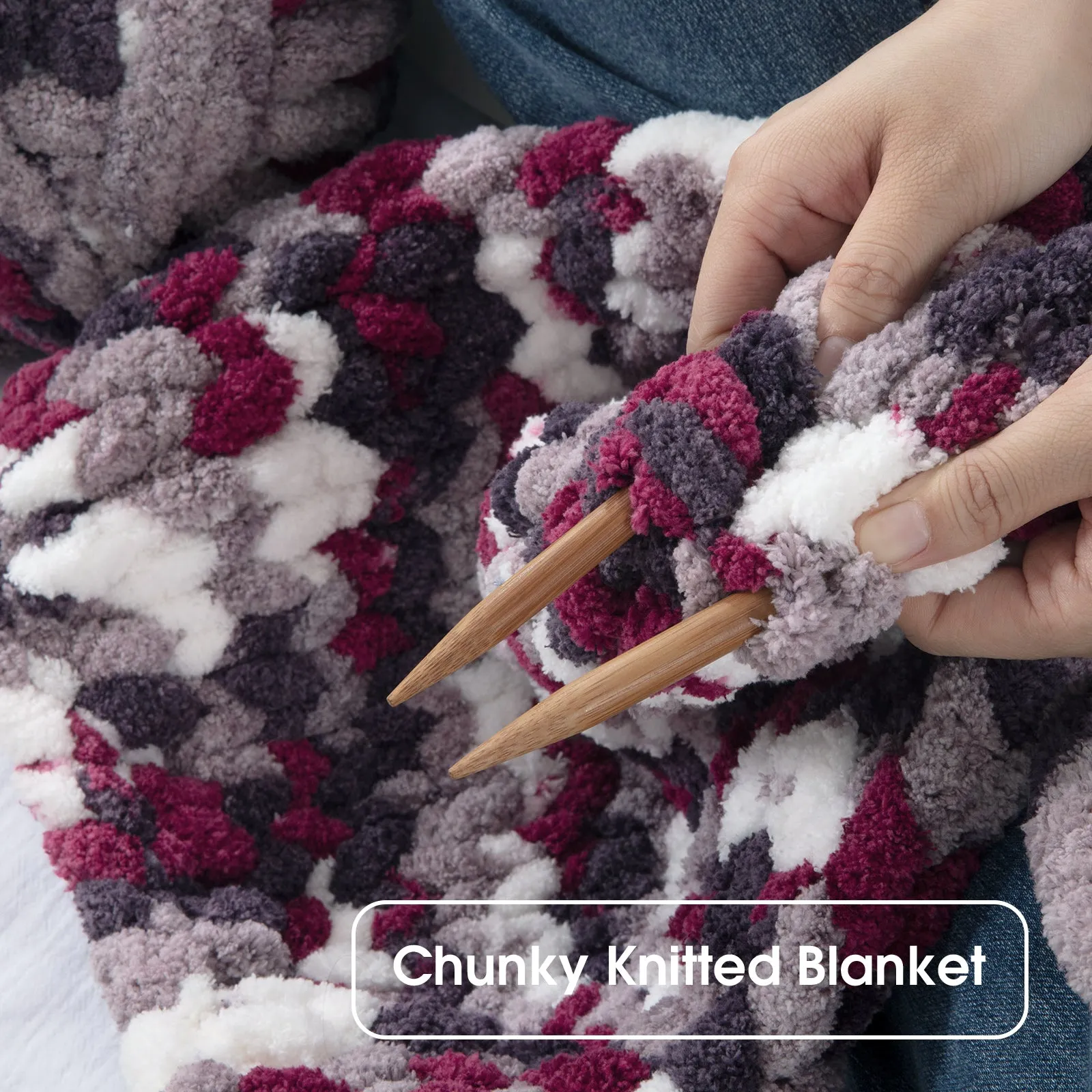 HOMBYS Giant Chunky Yarn for Crocheting/Hand Knitting, Super Bulky Large Soft Fluffy Tie Dye Plush Fuzzy Mixed Color Thick Chenille Yarn
