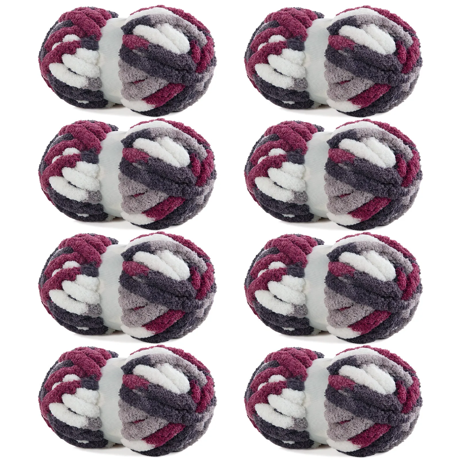 HOMBYS Giant Chunky Yarn for Crocheting/Hand Knitting, Super Bulky Large Soft Fluffy Tie Dye Plush Fuzzy Mixed Color Thick Chenille Yarn
