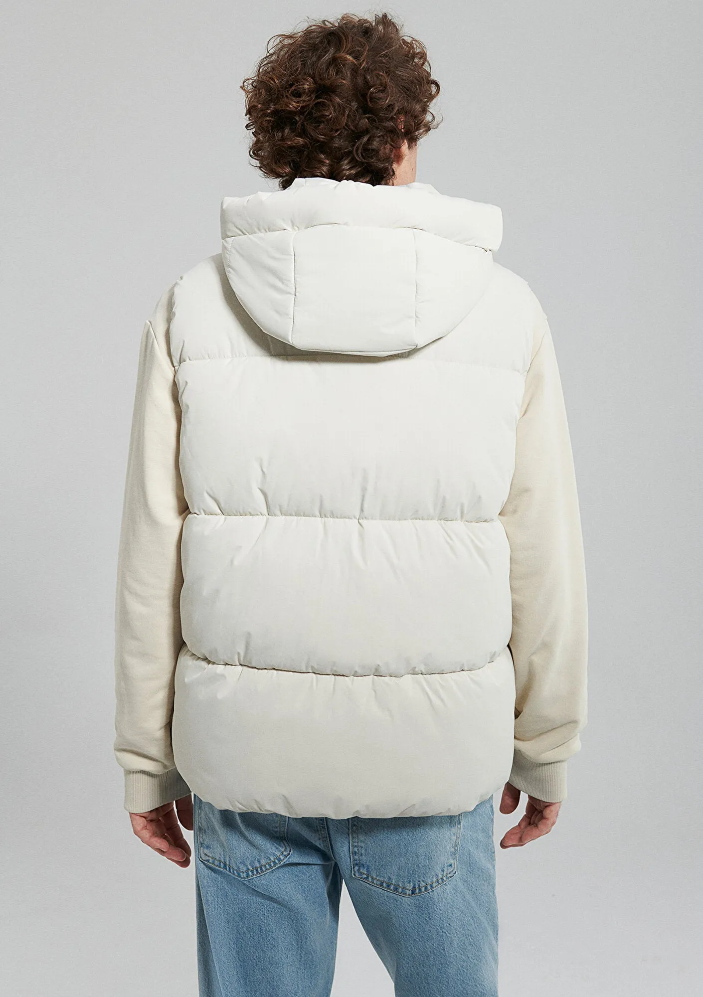Hooded Beige Puffer Vest