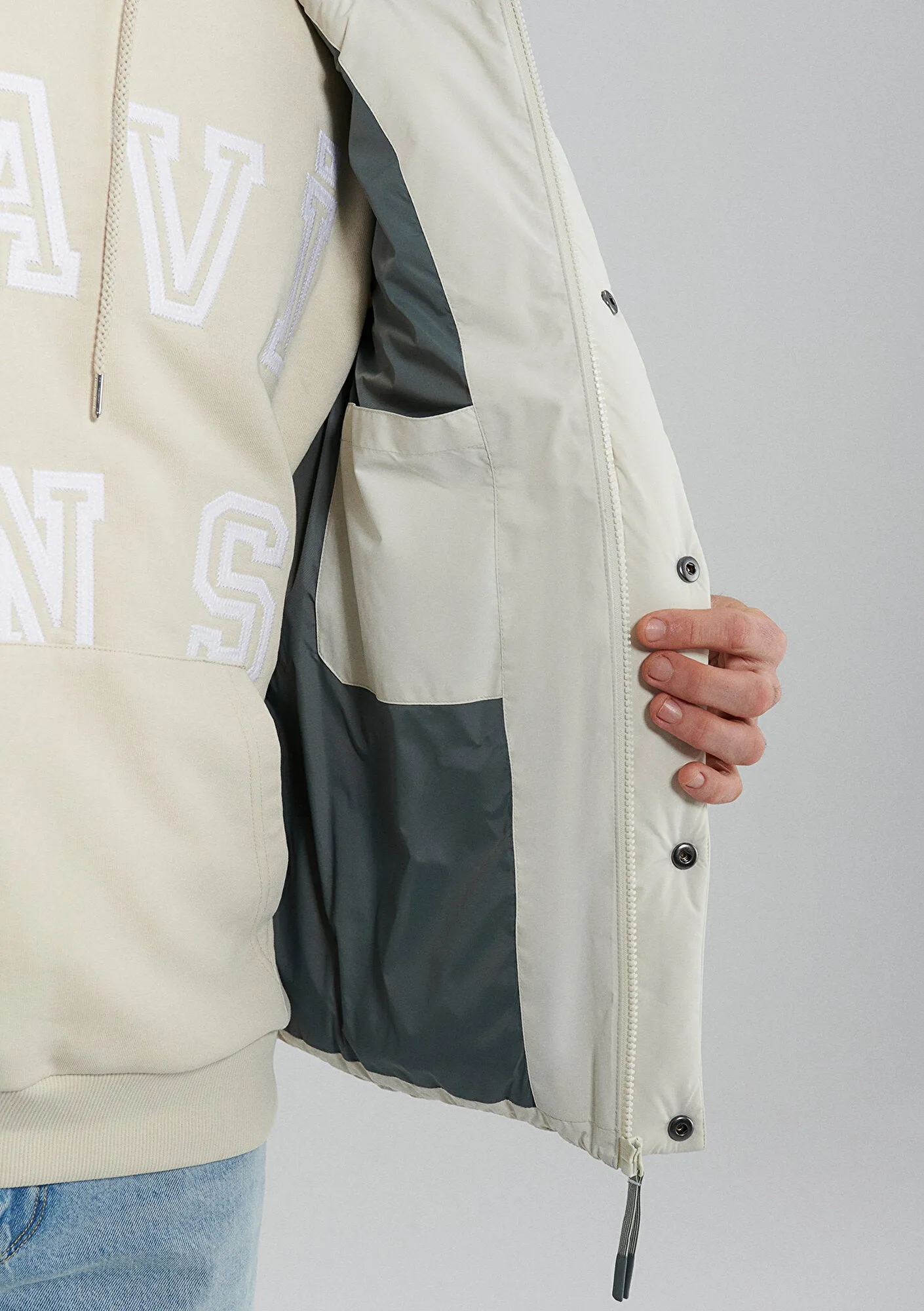 Hooded Beige Puffer Vest