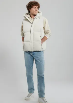 Hooded Beige Puffer Vest