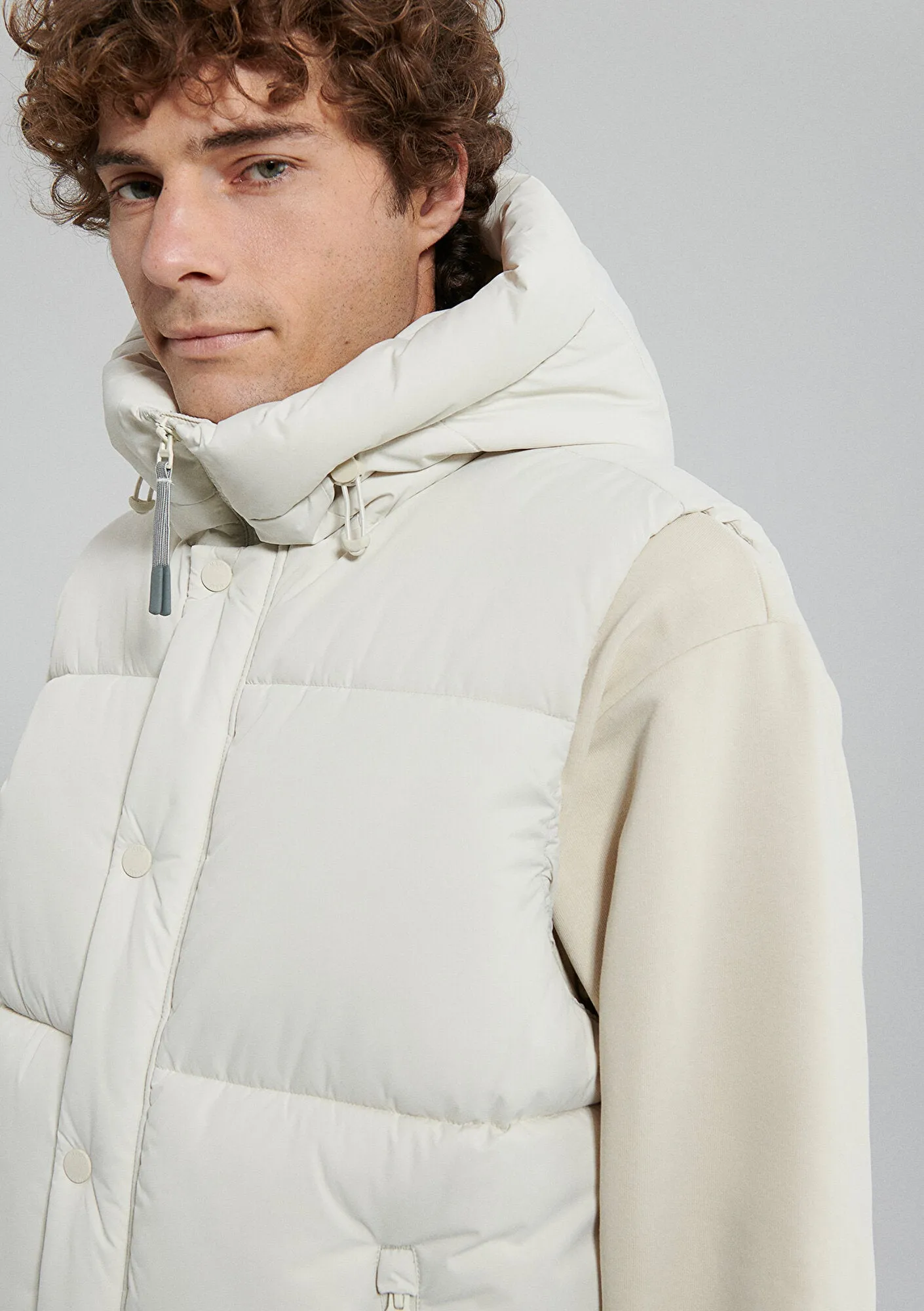 Hooded Beige Puffer Vest