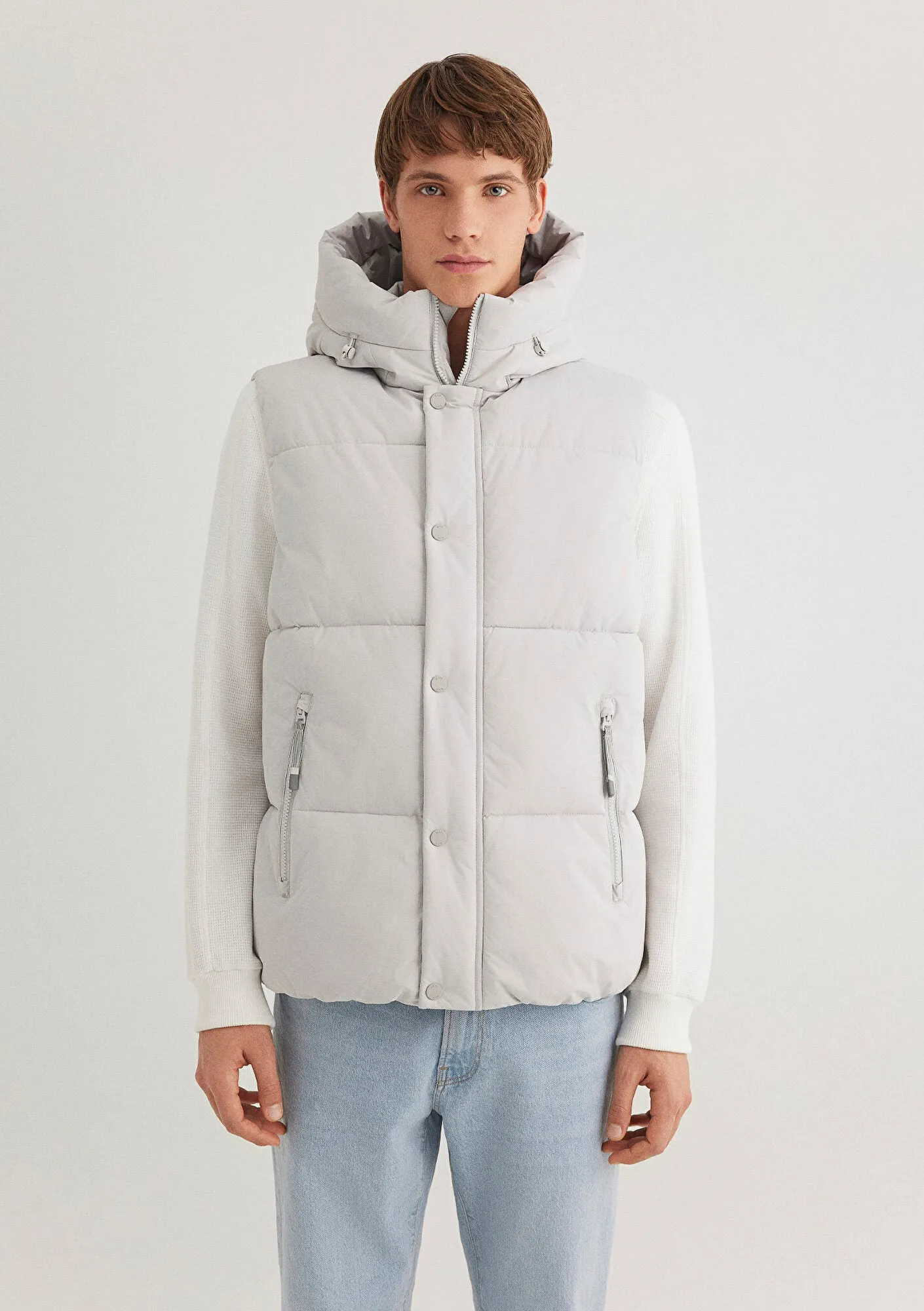 Hooded Grey Puffer Vest