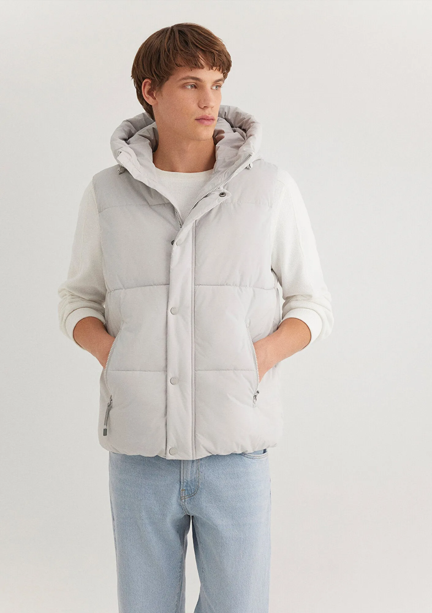 Hooded Grey Puffer Vest