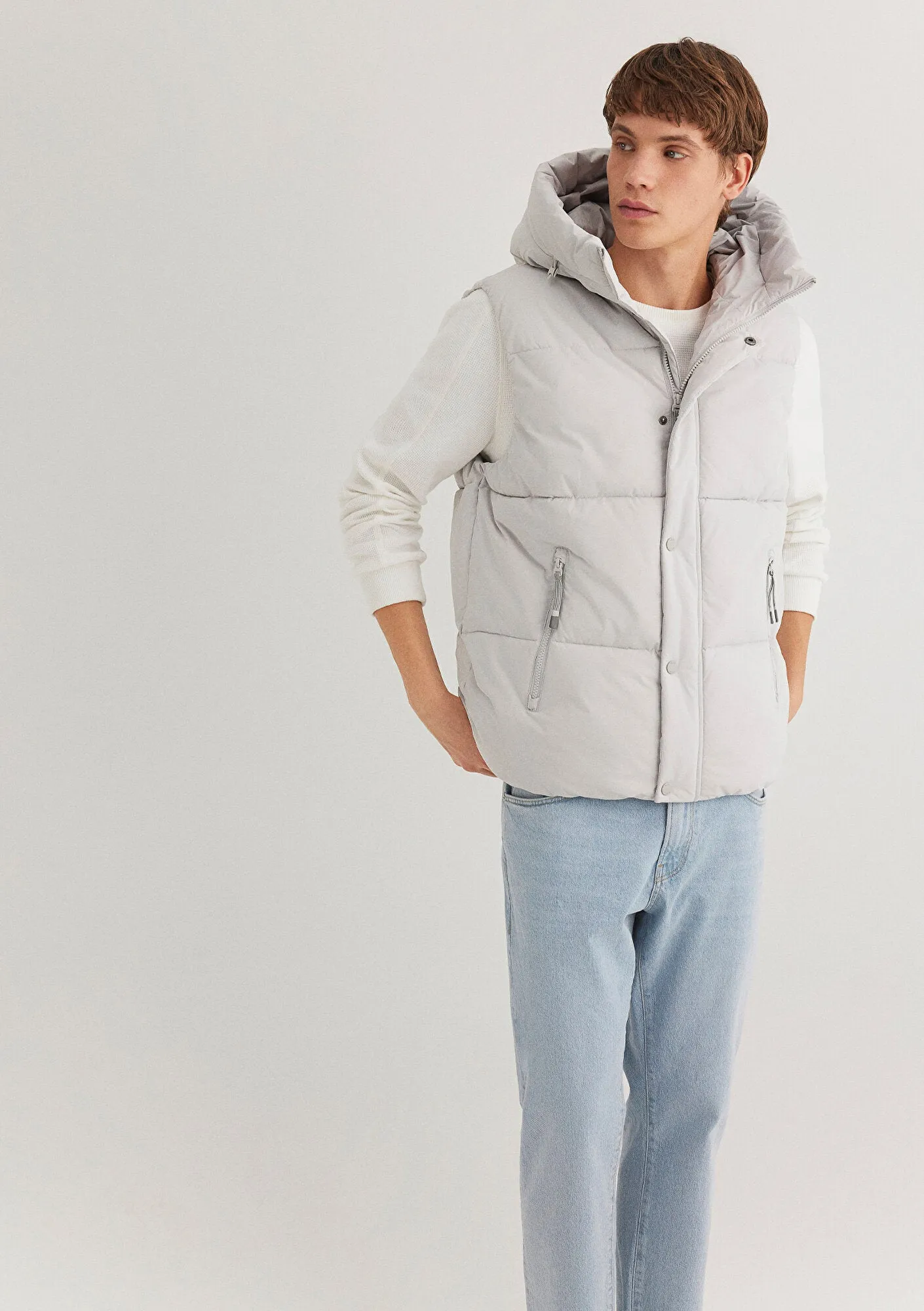 Hooded Grey Puffer Vest
