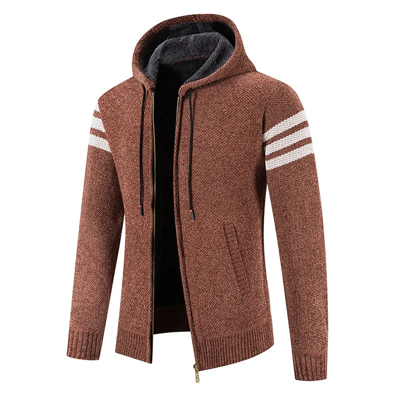 Hooded Striped Knit Top Jacket