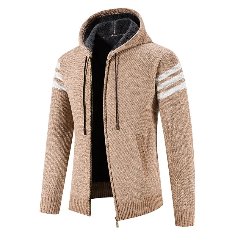 Hooded Striped Knit Top Jacket