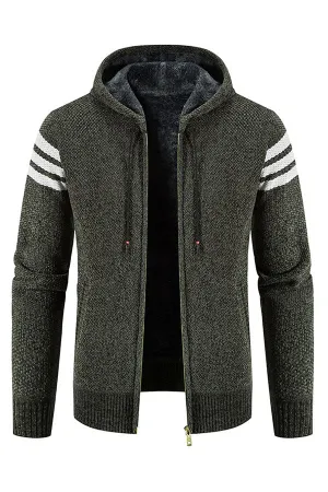 Hooded Striped Knit Top Jacket
