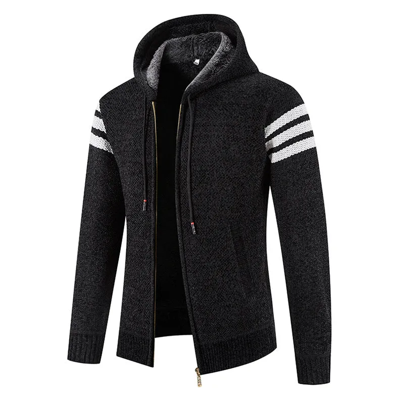 Hooded Striped Knit Top Jacket