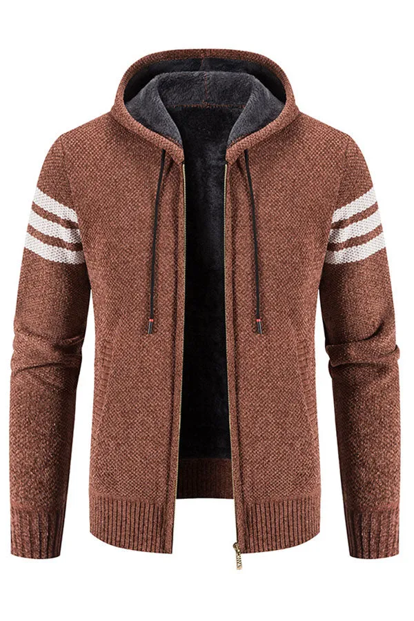 Hooded Striped Knit Top Jacket