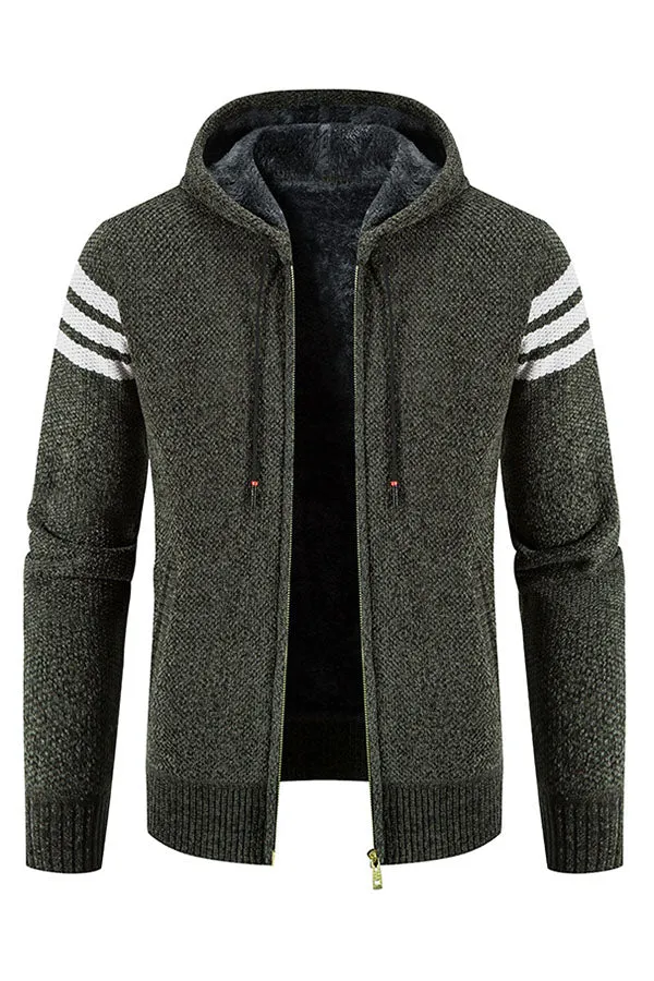 Hooded Striped Knit Top Jacket