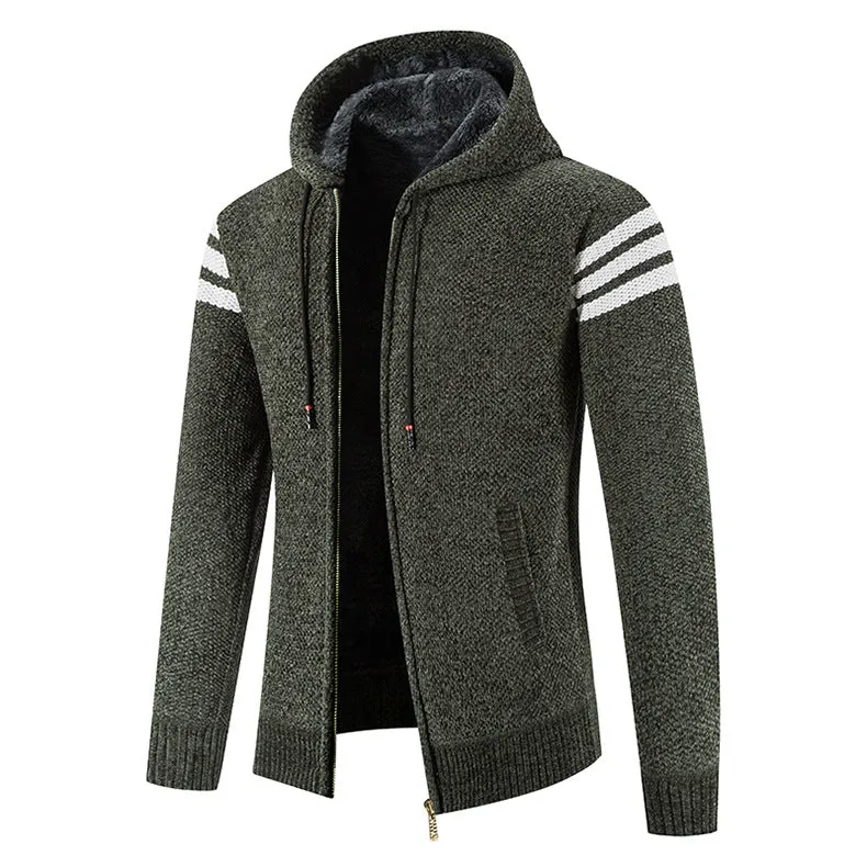 Hooded Striped Knit Top Jacket