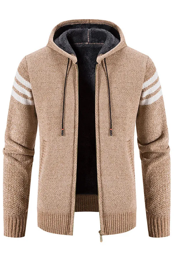 Hooded Striped Knit Top Jacket