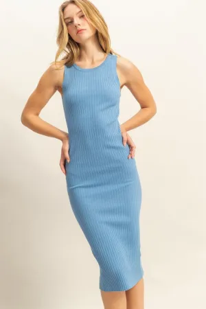 HYFVE Ribbed Round Neck Sleeveless Knit Midi Dress