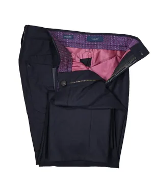 INCOTEX - CASHMERE WOOL Flat Front 5-Pocket Blue Flannel Logo Pants  - 33W
