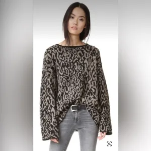 IRO Bella XS Black &amp; Gray Alpaca Wool Chunky Oversized Sweater Orig $400
