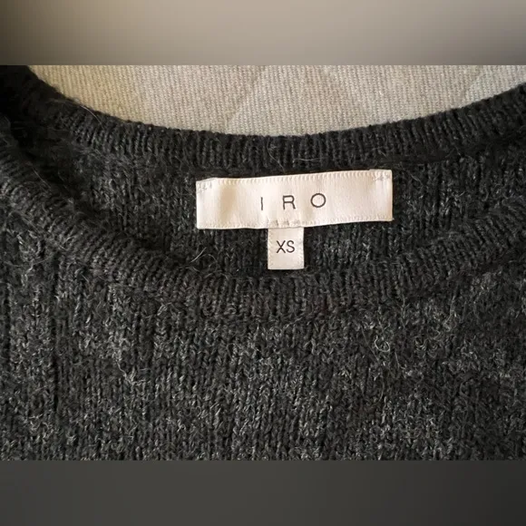 IRO Bella XS Black &amp; Gray Alpaca Wool Chunky Oversized Sweater Orig $400