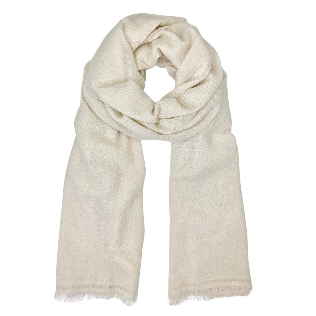 Ivory Handloom Cashmere Scarf