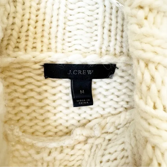 J. Crew | Chunky Knit Wool Alpaca Turtleneck Sweater in Ivory