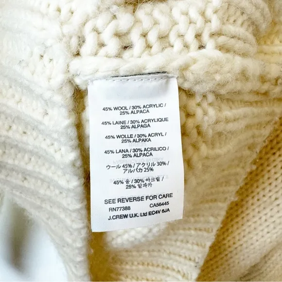 J. Crew | Chunky Knit Wool Alpaca Turtleneck Sweater in Ivory