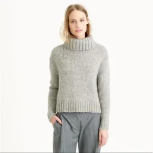 J. Crew | Chunky Knit Wool Alpaca Turtleneck Sweater in Ivory