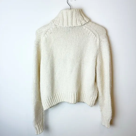 J. Crew | Chunky Knit Wool Alpaca Turtleneck Sweater in Ivory