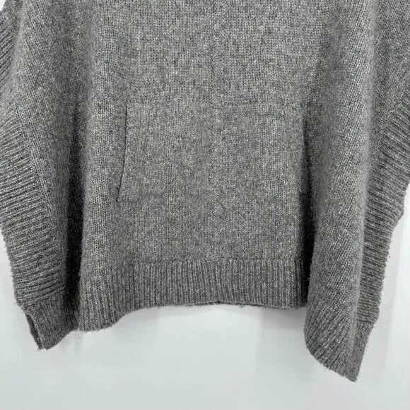 J. Crew Relaxed Turtleneck Poncho Sweater Wool Alpaca Oversized Chunky Knit Gray
