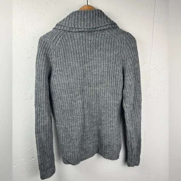 J. CREW Women’s Alpaca/Merino Wool Blend Double Collar 2-way Zip Cardigan Gray M