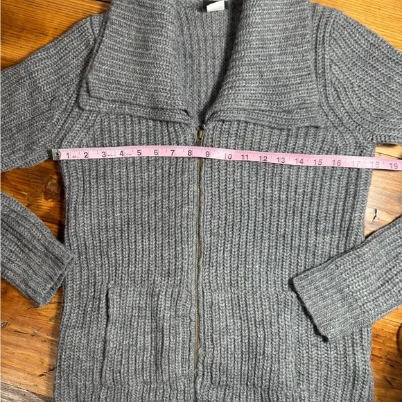 J. CREW Women’s Alpaca/Merino Wool Blend Double Collar 2-way Zip Cardigan Gray M