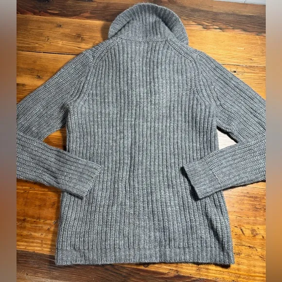 J. CREW Women’s Alpaca/Merino Wool Blend Double Collar 2-way Zip Cardigan Gray M