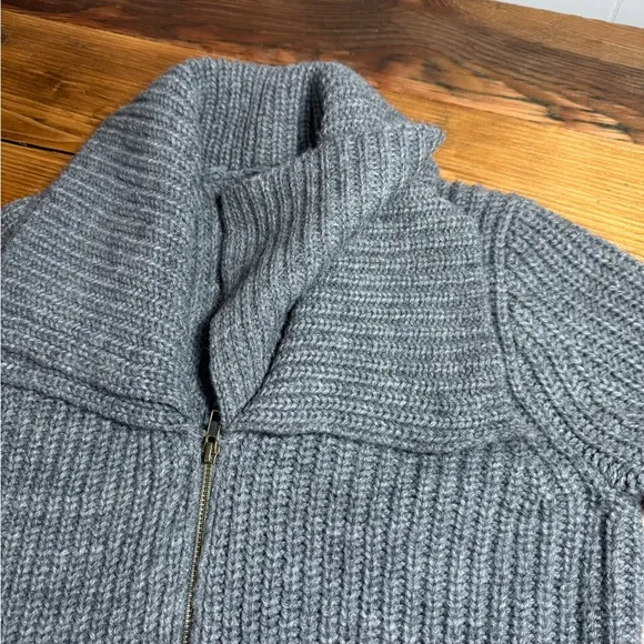 J. CREW Women’s Alpaca/Merino Wool Blend Double Collar 2-way Zip Cardigan Gray M