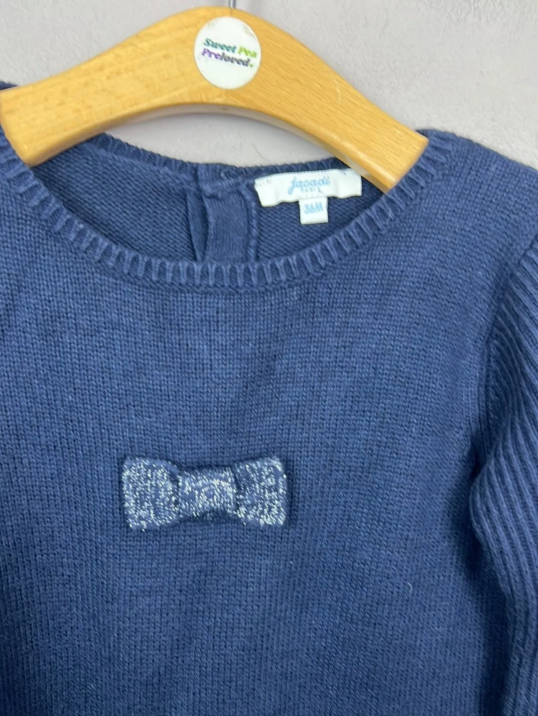 Jacadi navy knit dress with bow 36m