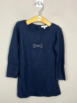 Jacadi navy knit dress with bow 36m