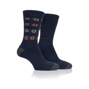 Jeep Mens 2pr Jeep Brushed Thermal Boot Socks - Blue Sand