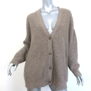 Jenni Kayne Cocoon Cardigan Taupe Cashmere-Blend Ribbed Knit Size Medium