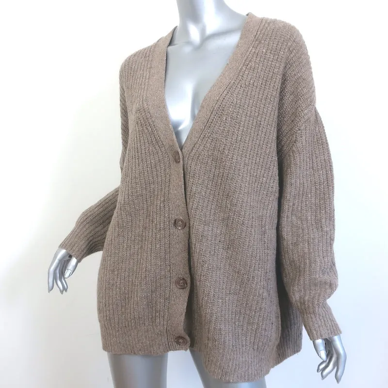 Jenni Kayne Cocoon Cardigan Taupe Cashmere-Blend Ribbed Knit Size Medium