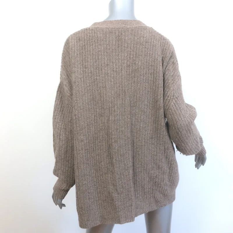 Jenni Kayne Cocoon Cardigan Taupe Cashmere-Blend Ribbed Knit Size Medium