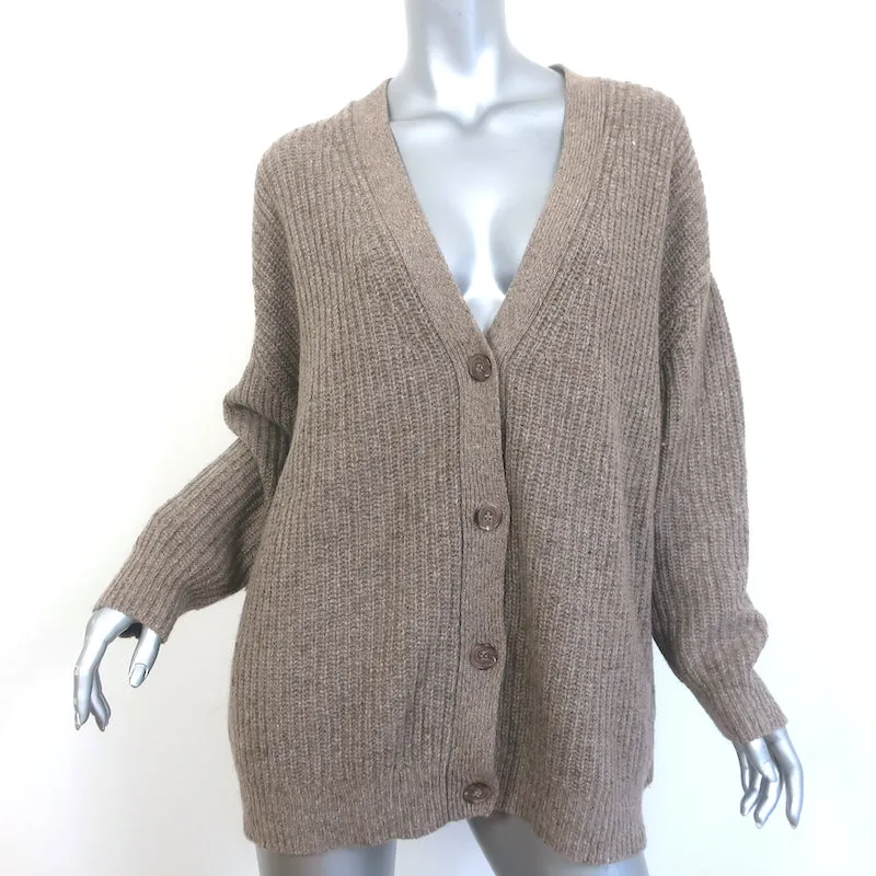 Jenni Kayne Cocoon Cardigan Taupe Cashmere-Blend Ribbed Knit Size Medium