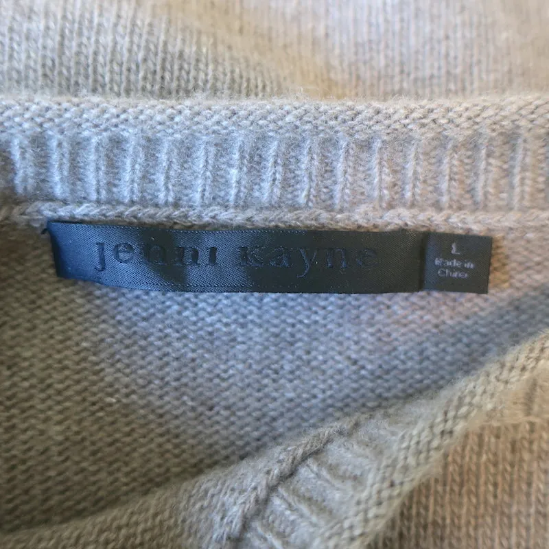 Jenni Kayne Everyday Crewneck Sweater Taupe Wool-Blend Size Large