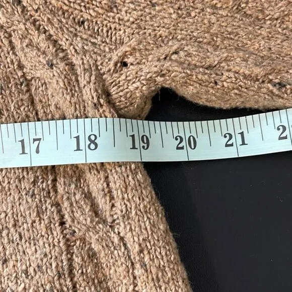 J.Jill Women's Knit Sweater Long Pullover Wool Blend Camel Brown Size Medium
